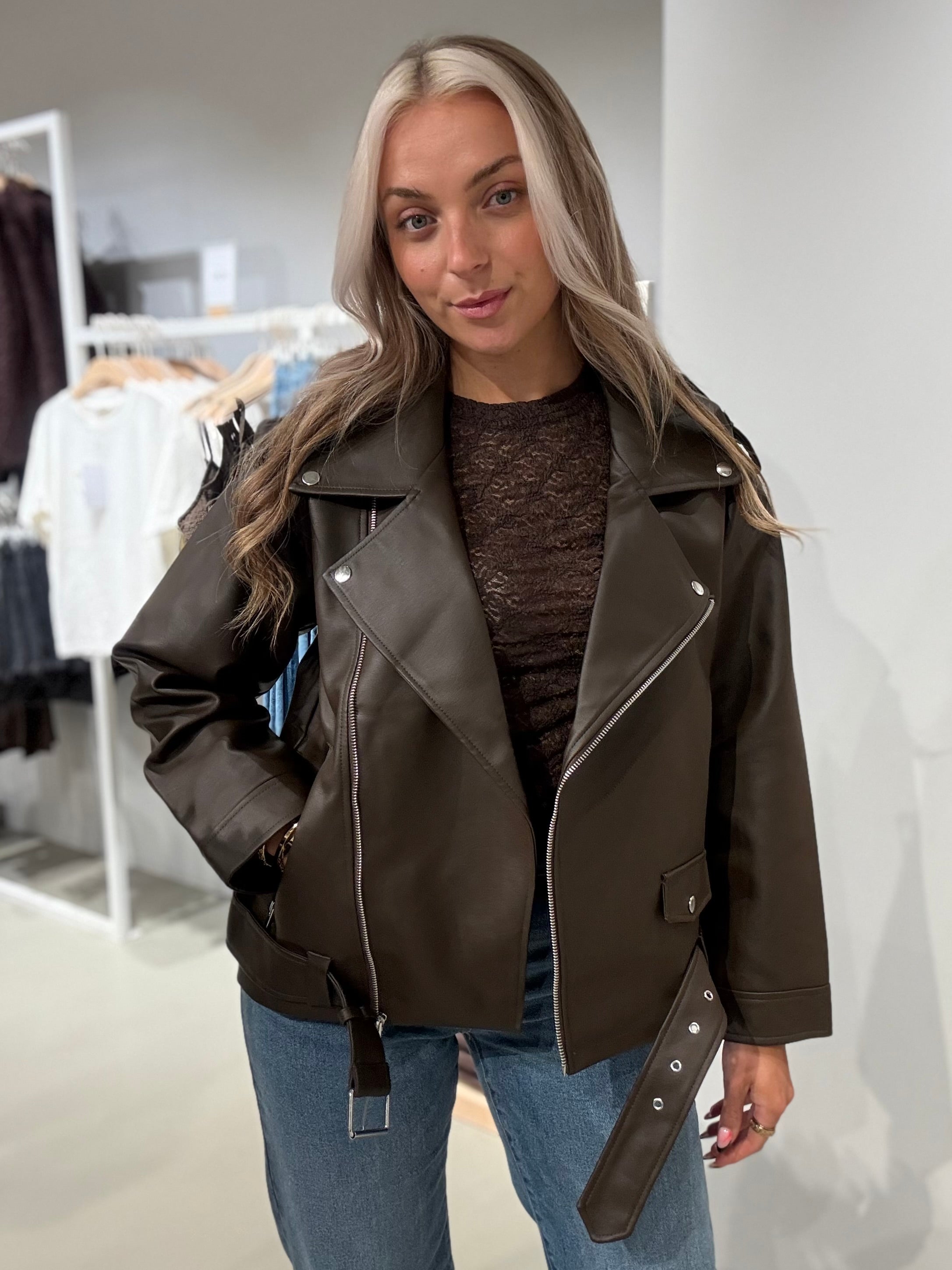 NMPAULINA Biker Jacket - Demitasse